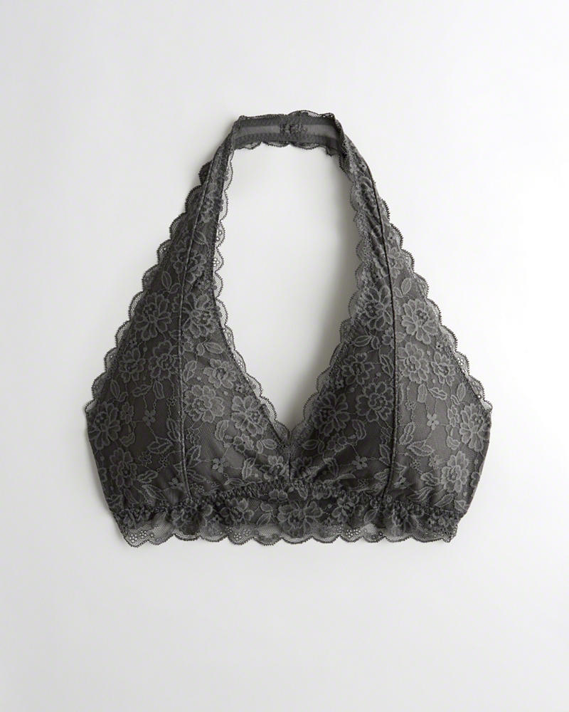 Bralette Hollister Donna Lace Halterlette With Removable Pads Grigie Italia (125ZIYPB)